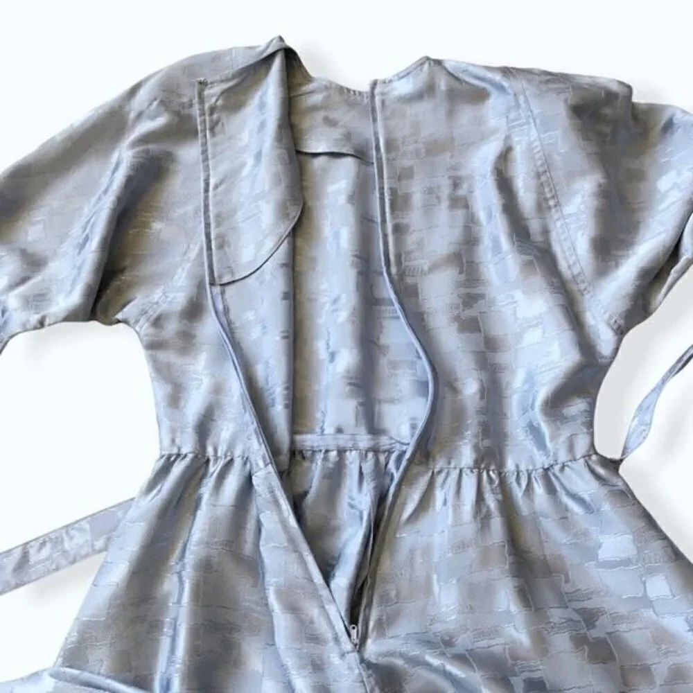 Vintage 80s Leslie Fay Jacquard Metallic Midi Dress Small - Picture 12 of 16